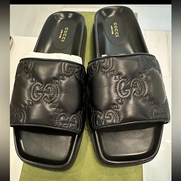 Gucci | Shoes | Gucci Gg Charlotte Shamrock Leather Slides